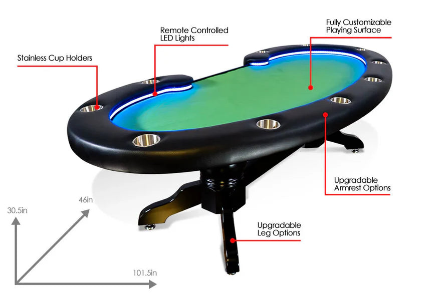 BBO Lumen HD – 10 Player LED Dealer Poker Table