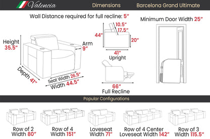 Valencia Barcelona Ultimate Home Theater Seating - Row of 3
