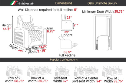 Valencia Oslo Ultimate 20K Edition | Italian Nappa 20,000 Leather Home Theater Recliner