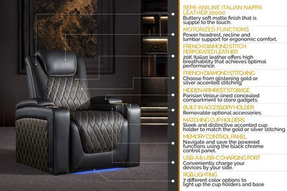 Valencia Oslo Ultimate 20K Edition | Italian Nappa 20,000 Leather Home Theater Recliner