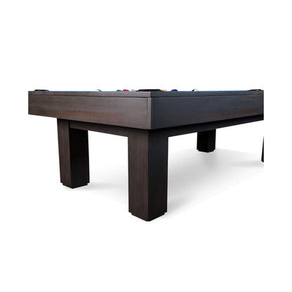 8-Foot Slate Bed Pool Table | Modern Graphite Solid Wood, Blue Cloth