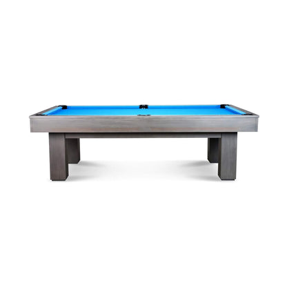 8-Foot Slate Bed Pool Table | Modern Graphite Solid Wood, Blue Cloth