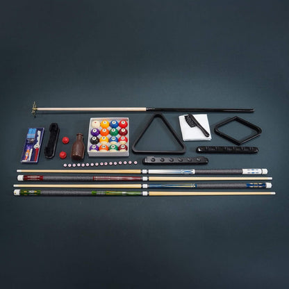 8-Foot Slate Bed Pool Table | Modern Graphite Solid Wood, Blue Cloth