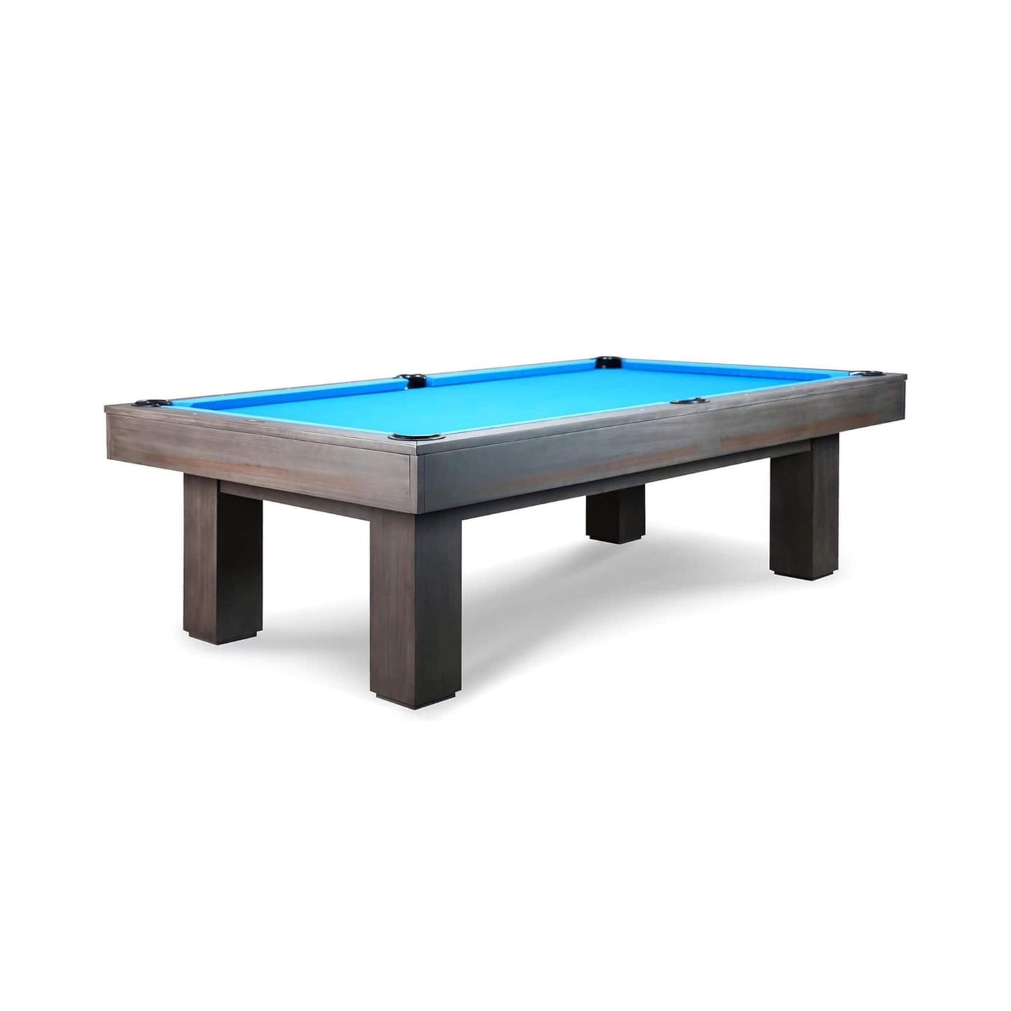 8-Foot Slate Bed Pool Table | Modern Graphite Solid Wood, Blue Cloth
