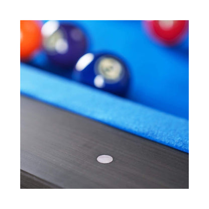8-Foot Slate Bed Pool Table | Modern Graphite Solid Wood, Blue Cloth