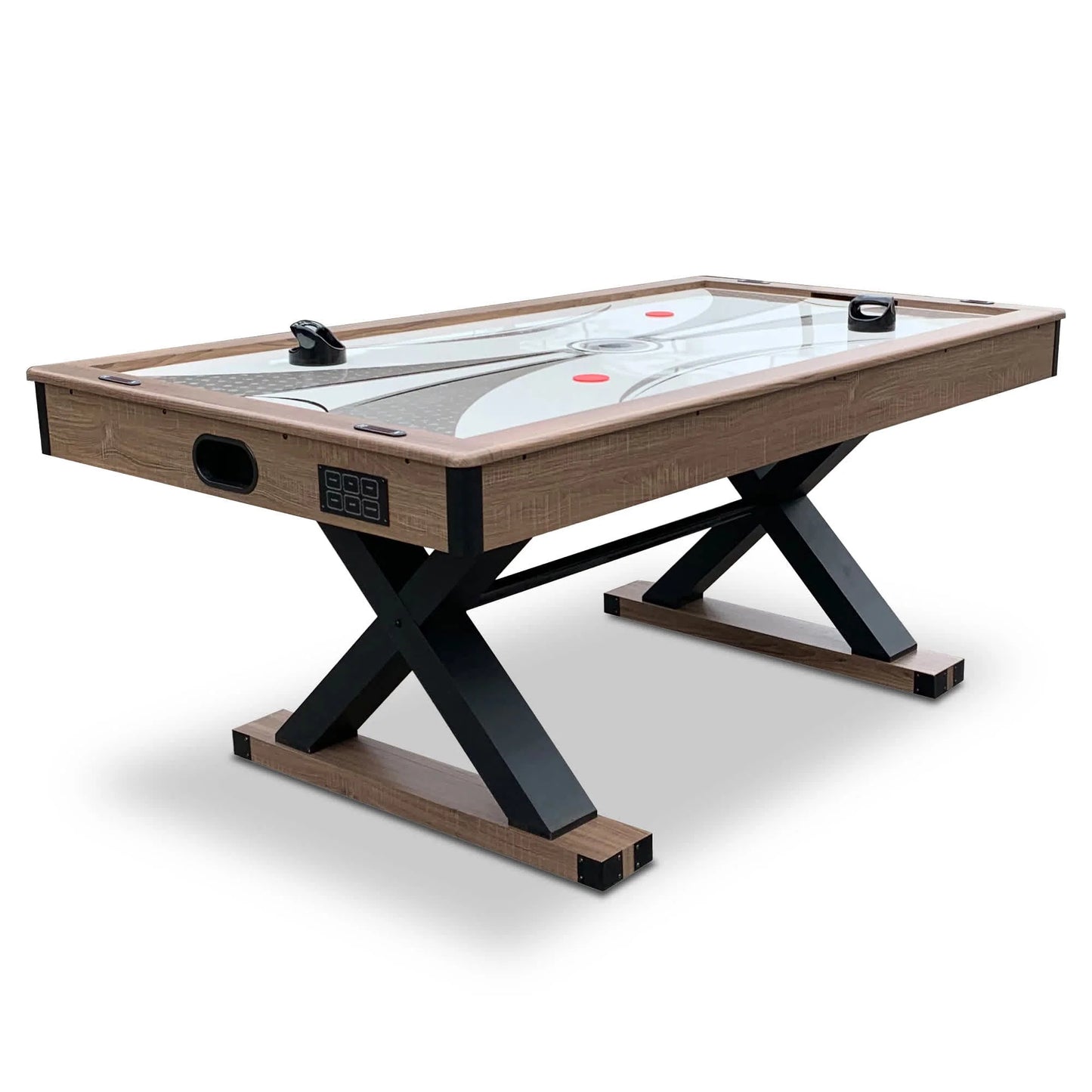 Hathaway Excalibur 6-ft Air Hockey Table | 2-in-1 with Table Tennis Top | Driftwood