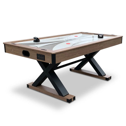 Hathaway Excalibur 6-ft Air Hockey Table | 2-in-1 with Table Tennis Top | Driftwood