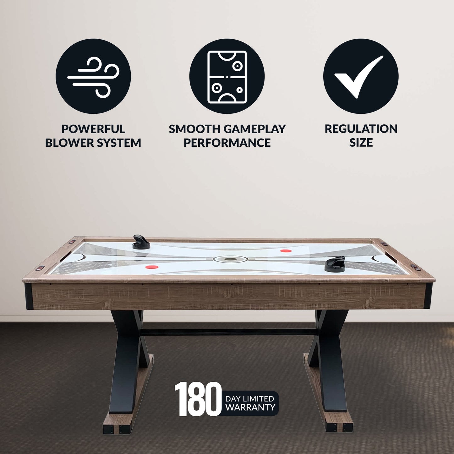 Hathaway Excalibur 6-ft Air Hockey Table | 2-in-1 with Table Tennis Top | Driftwood