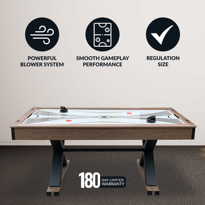 Hathaway Excalibur 6-ft Air Hockey Table | 2-in-1 with Table Tennis Top | Driftwood