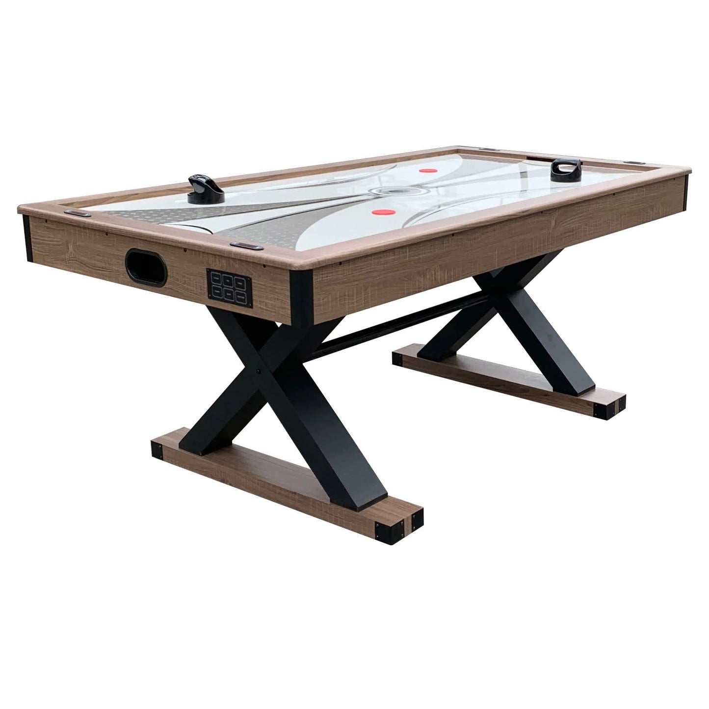 Hathaway Excalibur 6-ft Air Hockey Table | 2-in-1 with Table Tennis Top | Driftwood