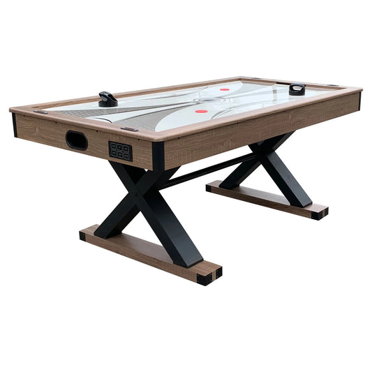 Hathaway Excalibur 6-ft Air Hockey Table | 2-in-1 with Table Tennis Top | Driftwood